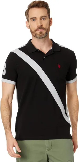 U.S. Polo Assn. Short Sleeve Slim Fit Sash Front Pique Knit Polo Shirt