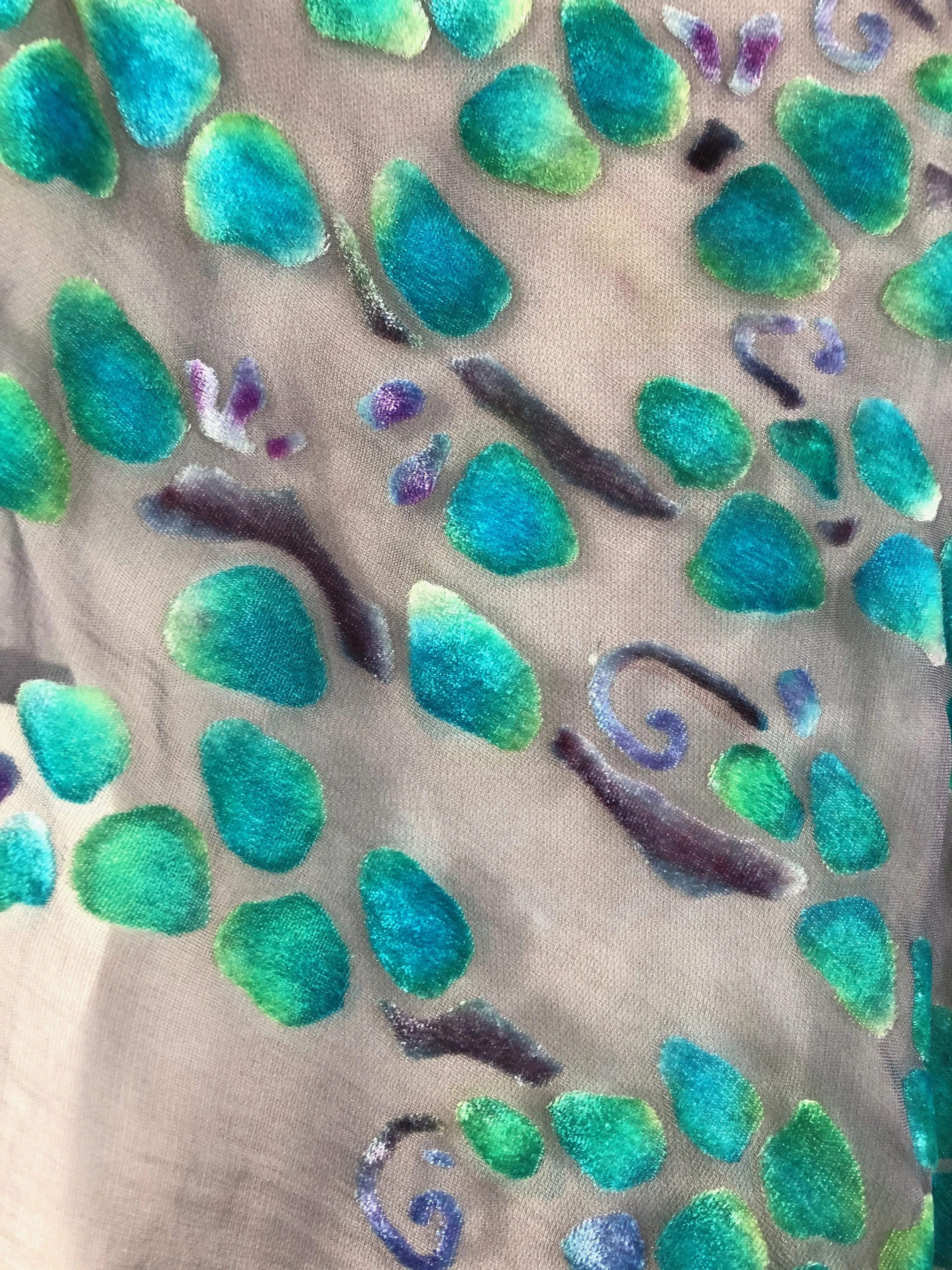 Velvet Versatile Poncho/Scarf in Black with Turquoise.