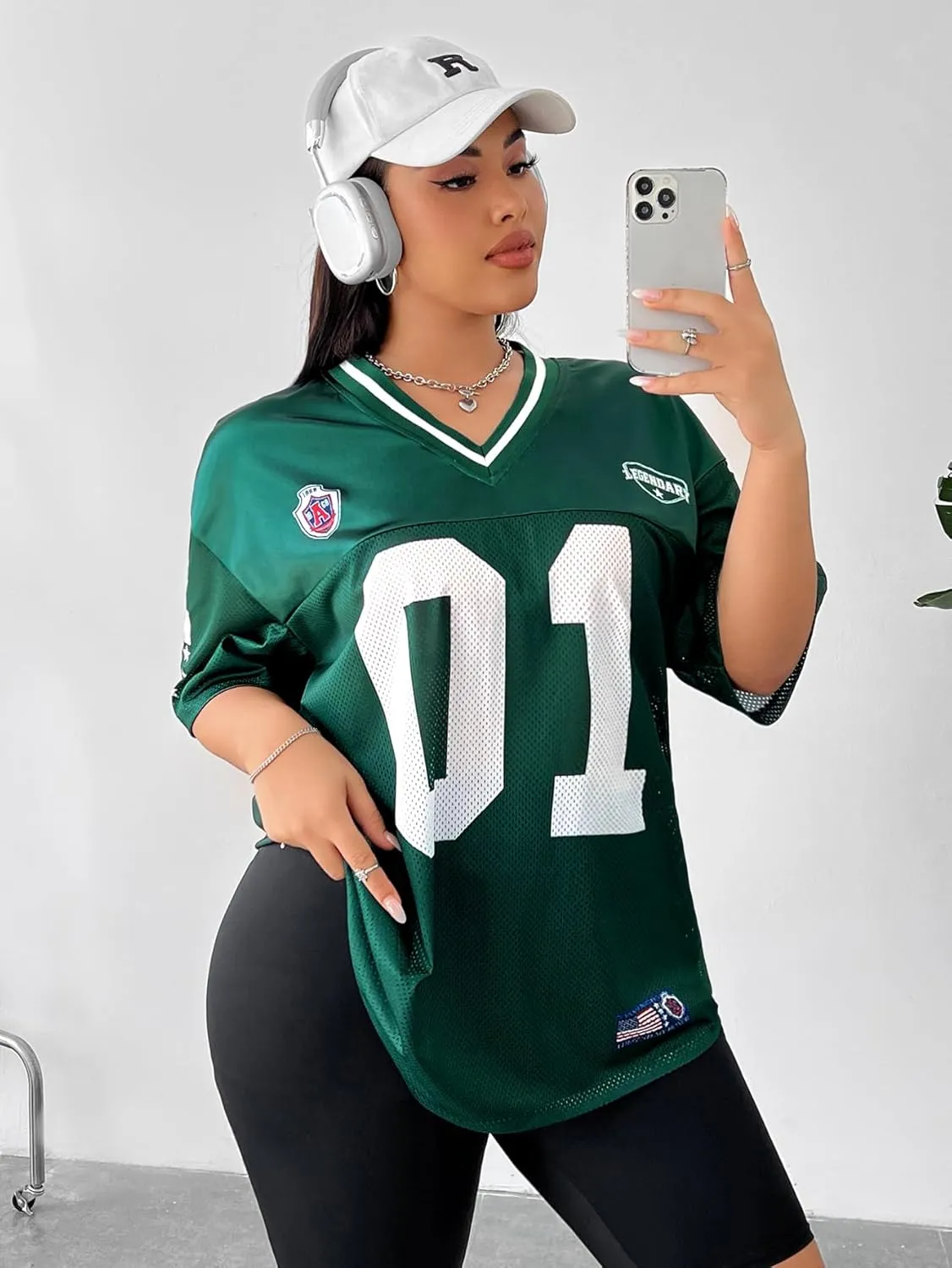Verdusa Women's Plus Size Jersey T Shirts Hip Hop Short Sleeve Oversized Tee Tops Streetwear