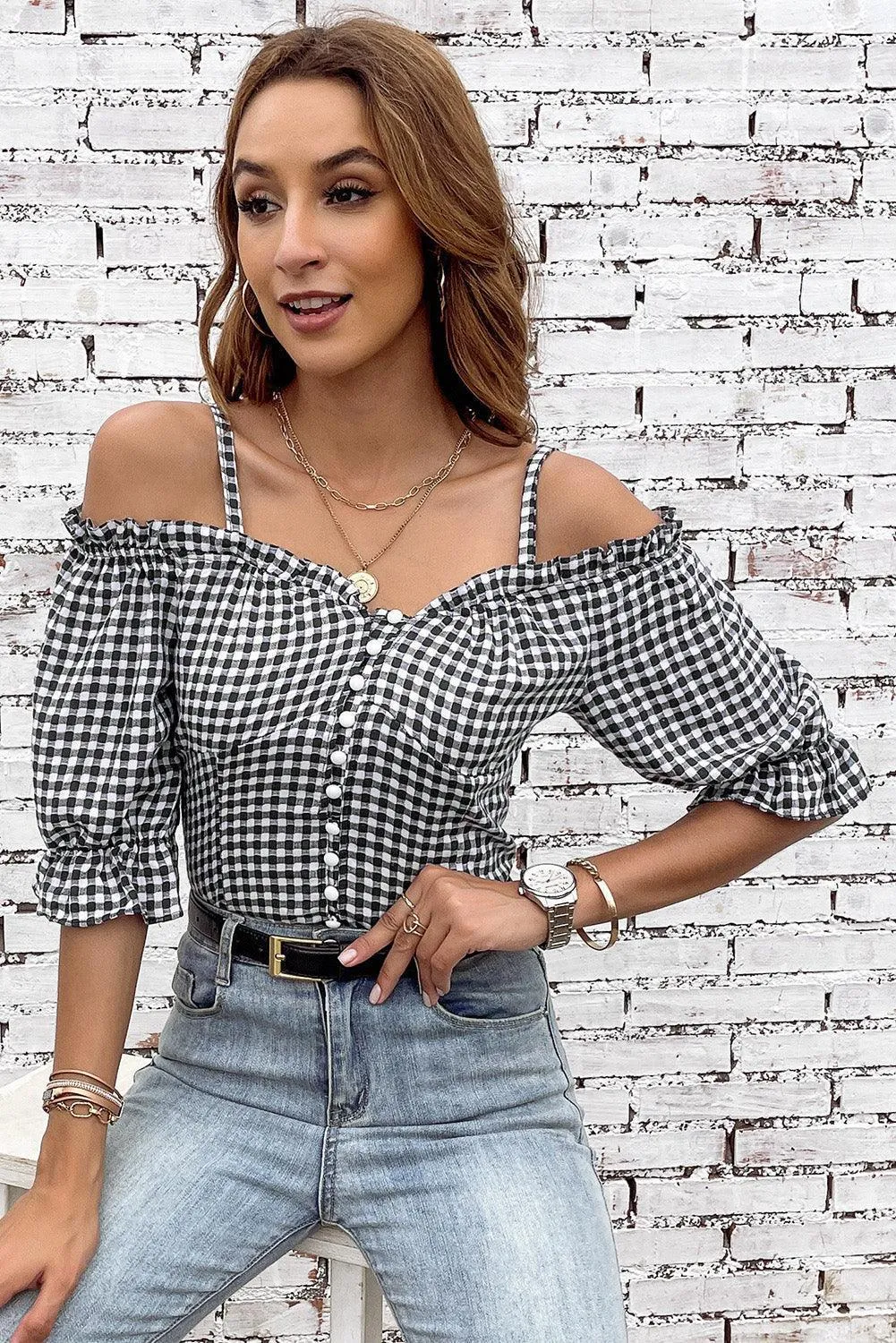 Versatile Chic Sweetheart Neck Cold Shoulder Top