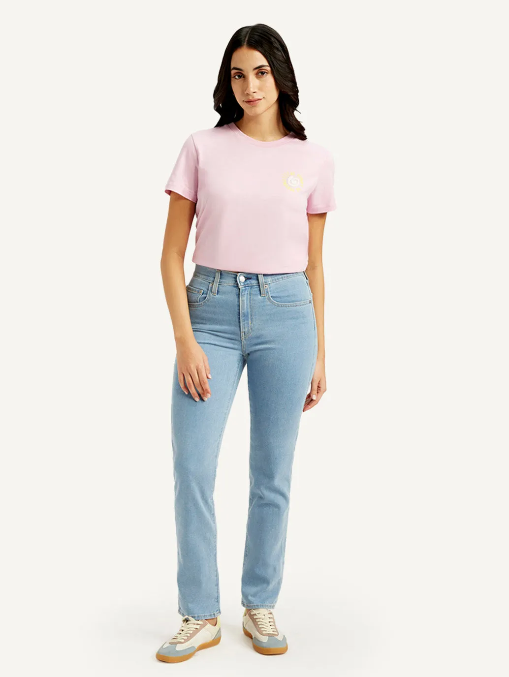 Women's High Rise 724 Slim Straight Fit Light-Blue Jeans