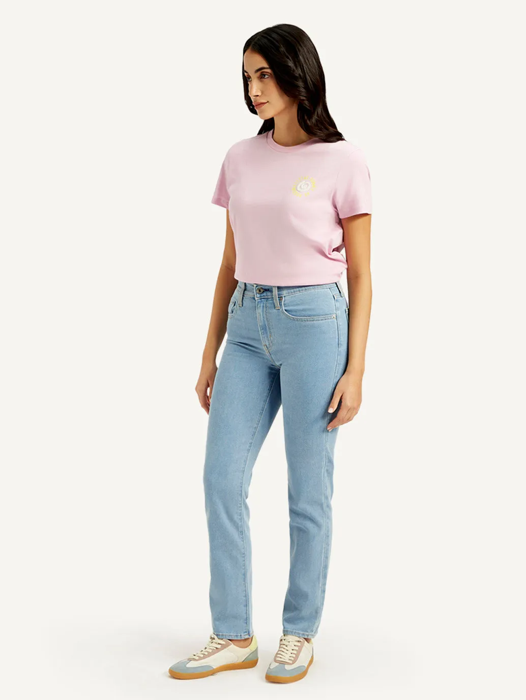 Women's High Rise 724 Slim Straight Fit Light-Blue Jeans